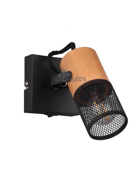 Applique Murale LED Vintage en Bois 1 Ampoule Tosh par Trio Lighting| applique rétro industrielle | Éclairage LeonLeds