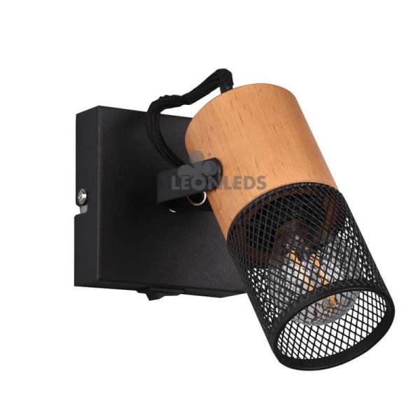 Aplique LED de madera vintage 1 foco Tosh de Trio Lighting| aplique retro industrial| LeonLeds Iluminación