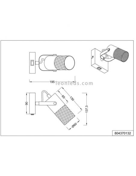 Applique Murale LED Vintage en Bois 1 Ampoule Tosh par Trio Lighting| mesures pour mur ou mur | Éclairage LeonLeds