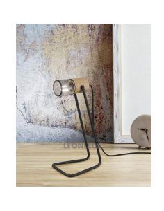 Lampe de table LED en bois vintage Tosh de Trio Lighting | lampe métallique marron et noire | Éclairage LeonLeds 2