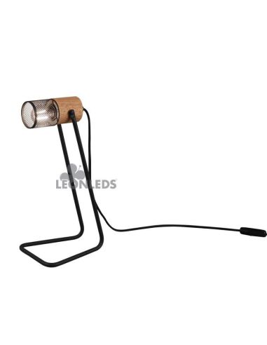 Lámpara de sobremesa LED de madera vintage Tosh de Trio Lighting| lámpara metálica marrón y negra| LeonLeds Iluminación
