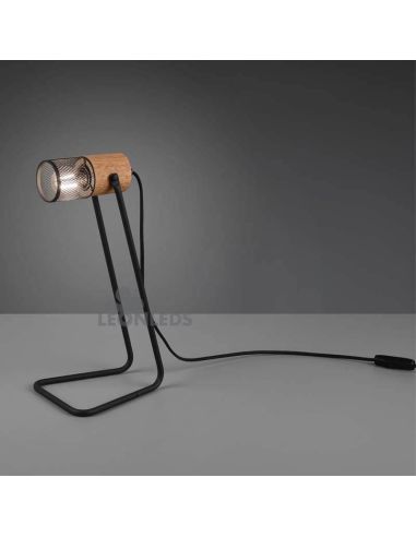 Candeeiro de mesa LED de madeira vintage Tosh da Trio Lighting| candeeiro de mesa com foto ajustável | Leon Iluminação LED