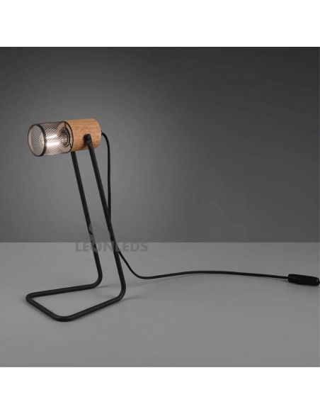 Lámpara de sobremesa LED de madera vintage Tosh de Trio Lighting| lámpara mesita foto orientable| LeonLeds Iluminación