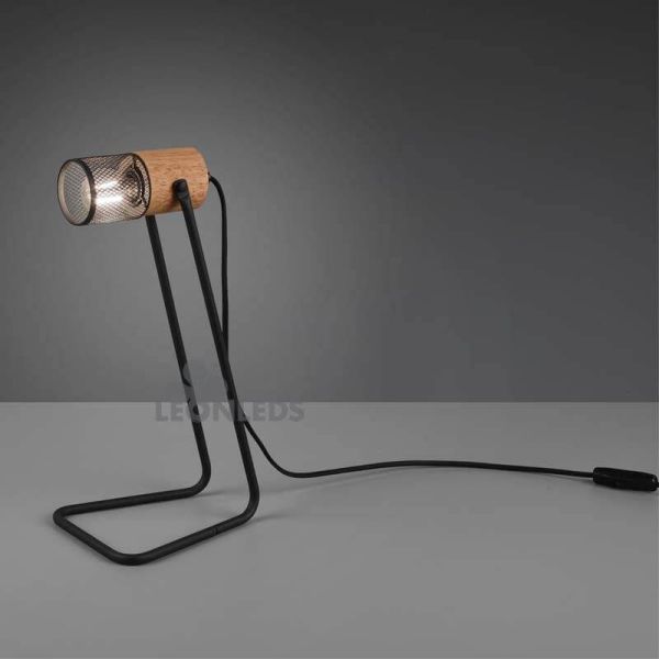 Lampe de table LED en bois vintage Tosh de Trio Lighting| lampe de table photo réglable | Éclairage LeonLeds