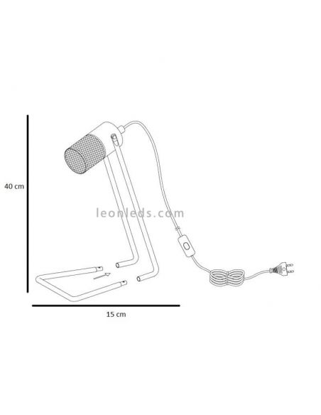Lámpara de sobremesa LED de madera vintage Tosh de Trio Lighting| medidas para pared o muro| LeonLeds Iluminación