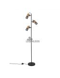 Lámpara de pie LED de madera y metal vintage Tosh 3xE14 de Trio Lighting| lámpara de pie foco orientable| LeonLeds Iluminación