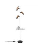 Lámpara de pie LED de madera y metal vintage Tosh 3xE14 de Trio Lighting| lámpara metálica marrón y negra| LeonLeds Iluminación