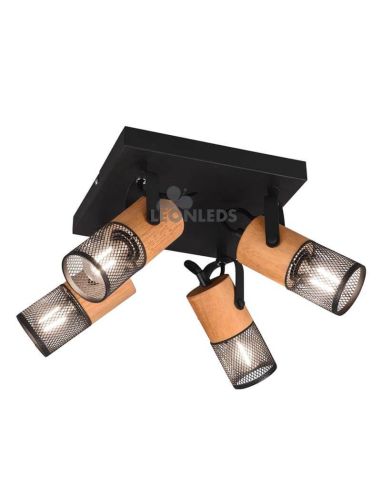 Lámpara de pie LED de madera y metal vintage Tosh 3xE14 de Trio Lighting| lámpara de pie foco orientable| LeonLeds Iluminación