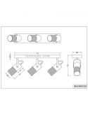 Dimensiones Regleta vintage de madera y metal Tosh 3xE14 Trio Lighting 804300332 | LeonLeds