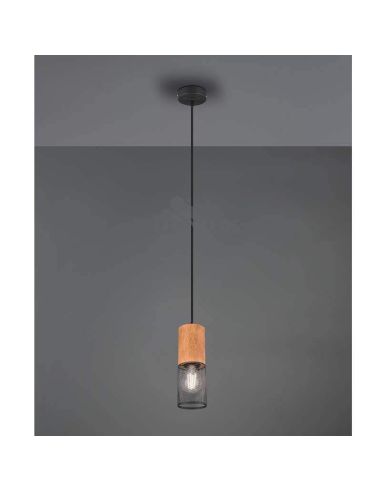 Lámpara colgante LED vintage de madera y metal Tosh 1xE27 de Trio Lighting| focos orientables| LeonLeds Iluminación