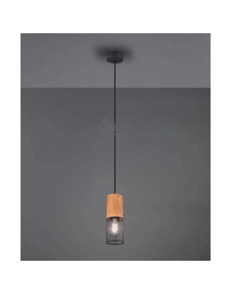 Lámpara colgante LED vintage de madera y metal Tosh 1xE27 de Trio Lighting| focos orientables| LeonLeds Iluminación