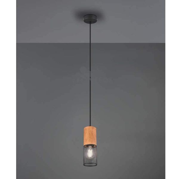Lámpara colgante LED vintage de madera y metal Tosh 1xE27 de Trio Lighting| focos orientables| LeonLeds Iluminación