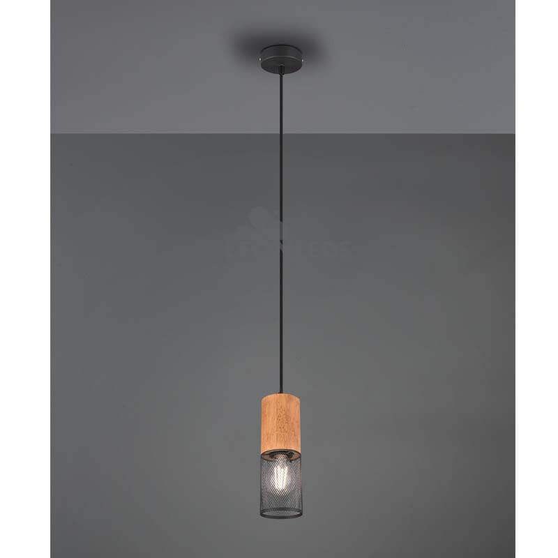 Lámpara colgante LED vintage de madera y metal Tosh 1xE27 de Trio