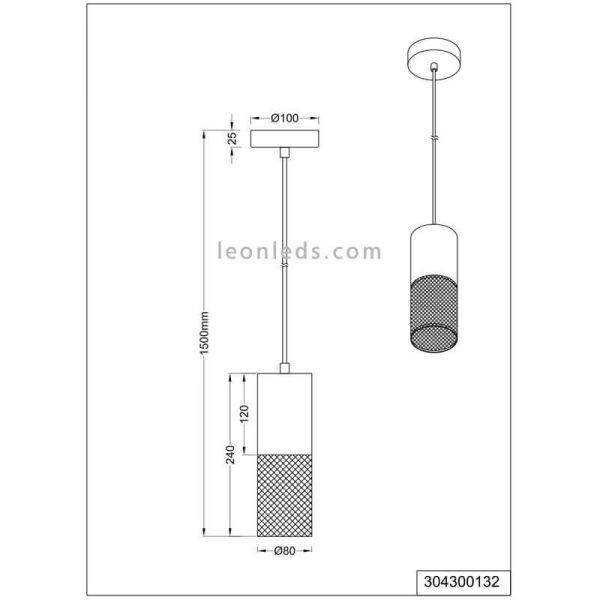 Lámpara colgante LED vintage de madera y metal Tosh 1xE27 de Trio Lighting| medidas para salon entrada| LeonLeds Iluminación