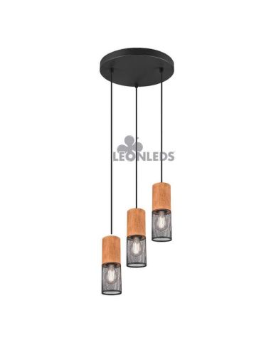 Lámpara de techo LED vintage marrón y negra Tosh 3xE27 de Trio Lighting|metálica marrón y negra| LeonLeds Iluminación