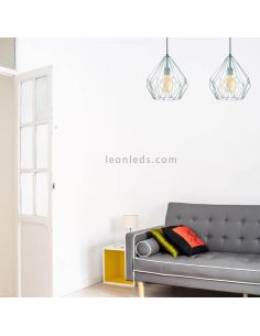 Suspension Vintage Carlton 1 menthe 1XE27| Plafonnier Vintage d'Eglo Lighting | Éclairage LeonLeds 2