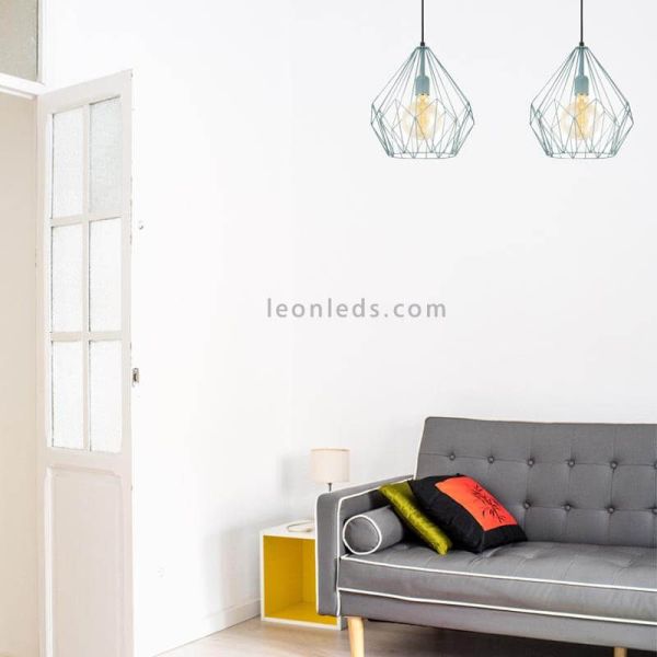 Lámpara de techo colgante color menta Carlton 1 de estilo vintage |Leónleds Iluminación