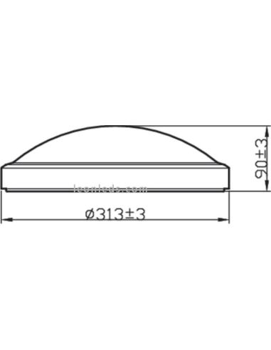 Dimensions plafonnier LED pour salle de bain Doris blanc IP44 17W 1700Lm Philips | Éclairage LeonLeds