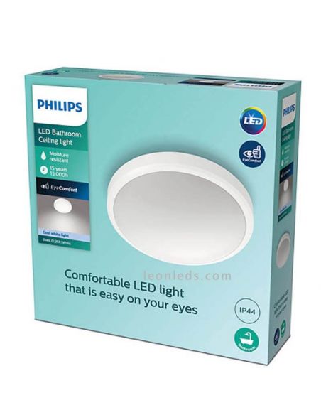 Plafón LED para baño blanco Doris IP44 17W 1700Lm Philips | LeonLeds Iluminación