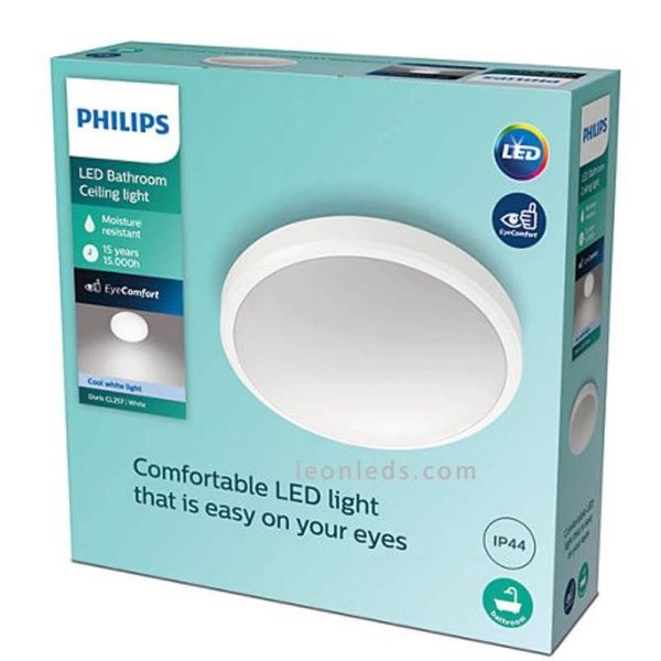 Plafonnier LED salle de bain blanc Doris IP44 17W 1700Lm Philips | Éclairage LeonLeds