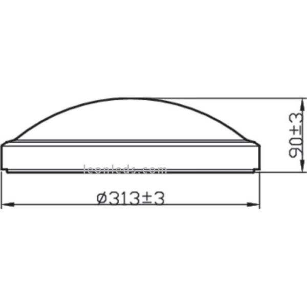Dimensiones Plafón LED cromado Doris IP44 17W 1700Lm Philips | LeonLeds Iluminación