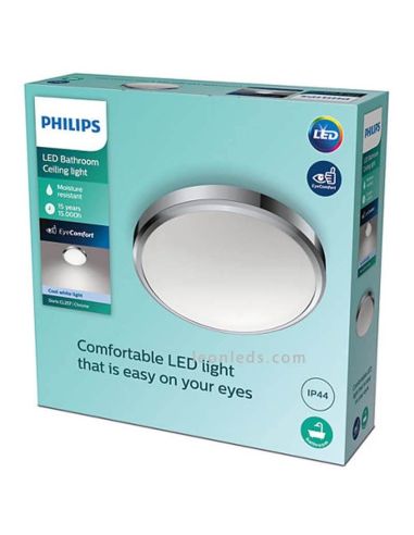 Plafón LED cromado Doris IP44 17W 1700Lm Philips | LeonLeds Iluminación