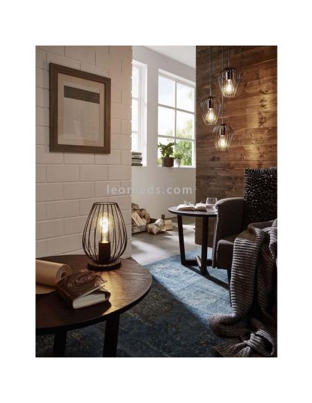 Lampe de Table Noire Newtown 1xE27 de Eglo Iluminación | écran métallique | Éclairage LeonLeds