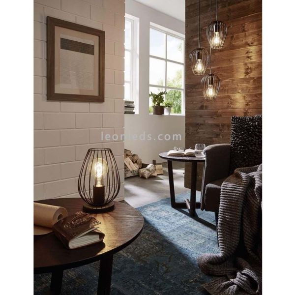 Lampe de Table Noire Newtown 1xE27 de Eglo Iluminación | écran métallique | Éclairage LeonLeds