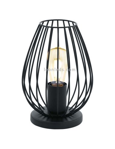 Lámpara de Sobremesa negra Newtown 1xE27 de Eglo Iluminación | acero negro industrial| LeonLeds Iluminación