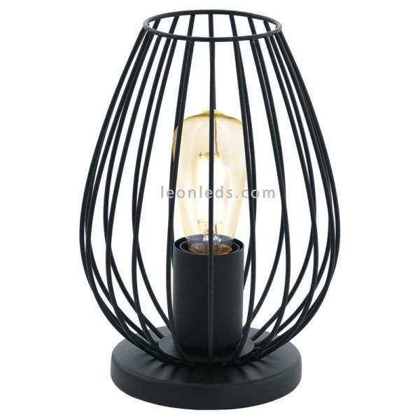 Lámpara de Sobremesa negra Newtown 1xE27 de Eglo Iluminación | acero negro industrial| LeonLeds Iluminación