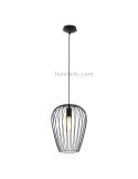 Lámpara colgante de acero Newtown 1xE27 de Eglo Iluminación | acero negro industrial| LeonLeds Iluminación