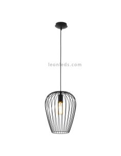 Lámpara colgante de acero Newtown 1xE27 de Eglo Iluminación | acero negro industrial| LeonLeds Iluminación