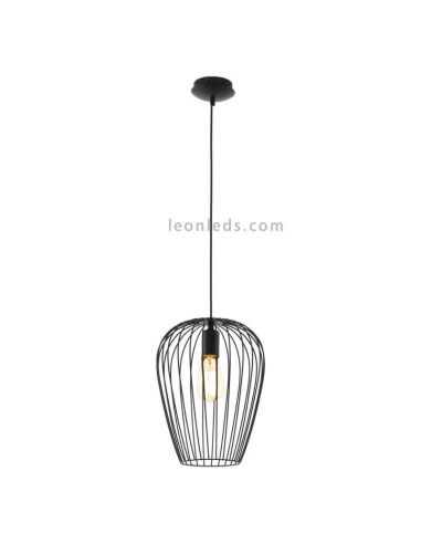 Lámpara colgante de acero Newtown 1xE27 de Eglo Iluminación | acero negro industrial| LeonLeds Iluminación