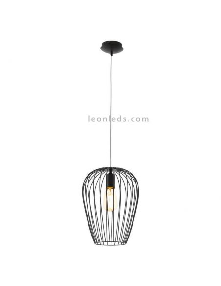 Lámpara colgante de acero Newtown 1xE27 de Eglo Iluminación | acero negro industrial| LeonLeds Iluminación