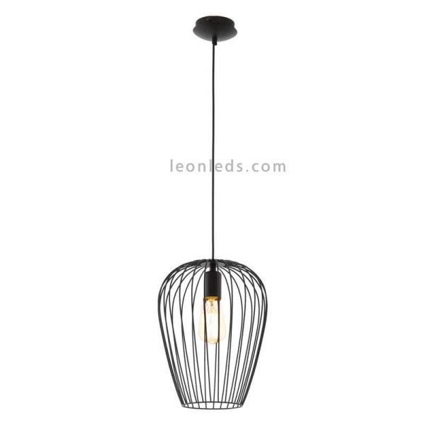 Lámpara colgante de acero Newtown 1xE27 de Eglo Iluminación | acero negro industrial| LeonLeds Iluminación