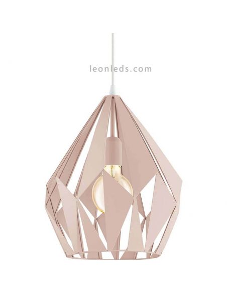 Lámpara colgante de Techo Carlton 1 rosa 1XE27 | Lámpara regulable de Eglo Lighting | LeonLeds Iluminación