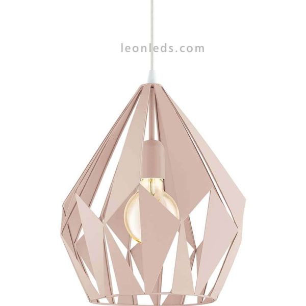 Lámpara colgante de Techo Carlton 1 rosa 1XE27 | Lámpara regulable de Eglo Lighting | LeonLeds Iluminación