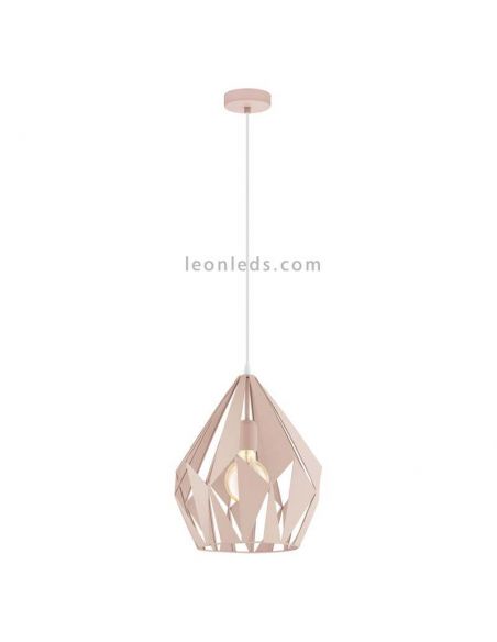 Lámpara colgante de Techo Carlton 1 rosa 1XE27 | Lámpara vintage de techo de Eglo Lighting | LeonLeds Iluminación