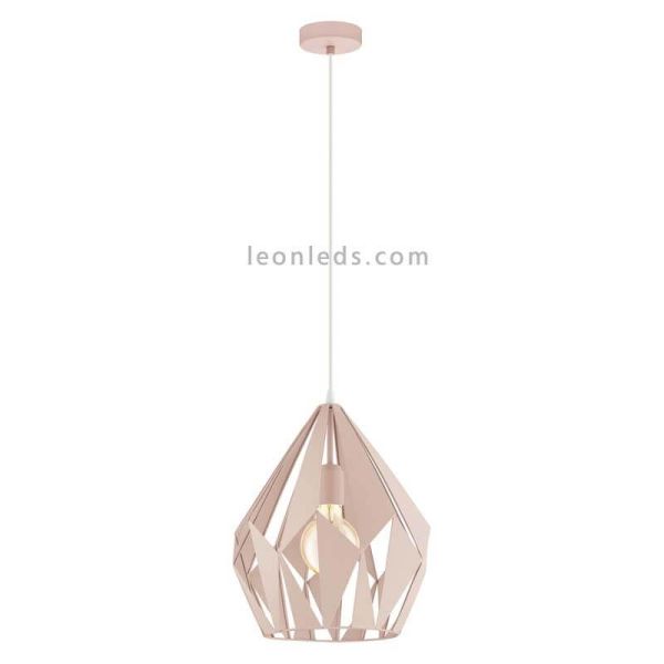Lámpara colgante de Techo Carlton 1 rosa 1XE27 | Lámpara vintage de techo de Eglo Lighting | LeonLeds Iluminación