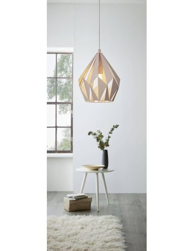 Lámpara colgante de Techo Carlton 1 rosa 1XE27 | Lámpara brillante de Eglo Lighting | LeonLeds Iluminación