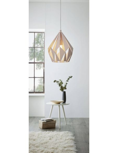 Lámpara colgante de Techo Carlton 1 rosa 1XE27 | Lámpara brillante de Eglo Lighting | LeonLeds Iluminación