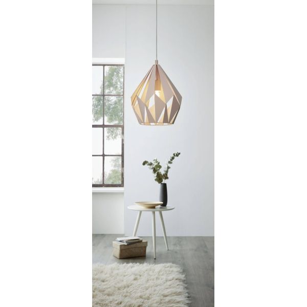 Lámpara colgante de Techo Carlton 1 rosa 1XE27 | Lámpara brillante de Eglo Lighting | LeonLeds Iluminación