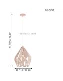 Lámpara colgante de Techo Carlton 1 rosa 1XE27 | Lámpara rosa pastel de Eglo Lighting | LeonLeds Iluminación