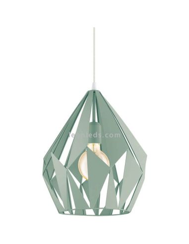 Lámpara colgante de Techo Carlton 1 verde menta 1XE27 | Lámpara vintage de Eglo Lighting | LeonLeds Iluminación
