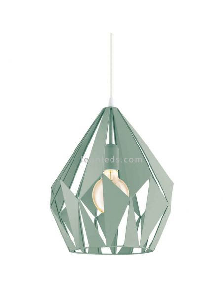 Lámpara colgante de Techo Carlton 1 verde menta 1XE27 | Lámpara vintage de Eglo Lighting | LeonLeds Iluminación