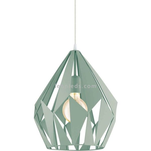 Lámpara colgante de Techo Carlton 1 verde menta 1XE27 | Lámpara vintage de Eglo Lighting | LeonLeds Iluminación