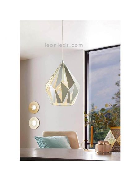 Lámpara colgante de Techo Carlton 1 verde menta 1XE27 | Lámpara regulable de Eglo Lighting | LeonLeds Iluminación