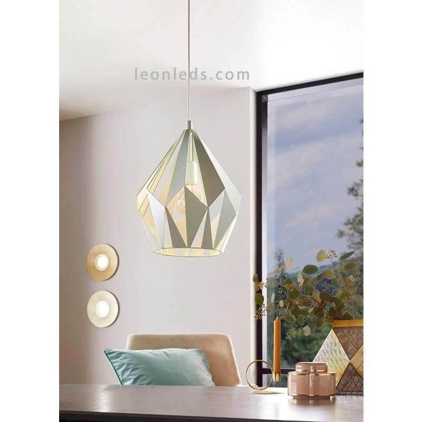 Lámpara colgante de Techo Carlton 1 verde menta 1XE27 | Lámpara regulable de Eglo Lighting | LeonLeds Iluminación
