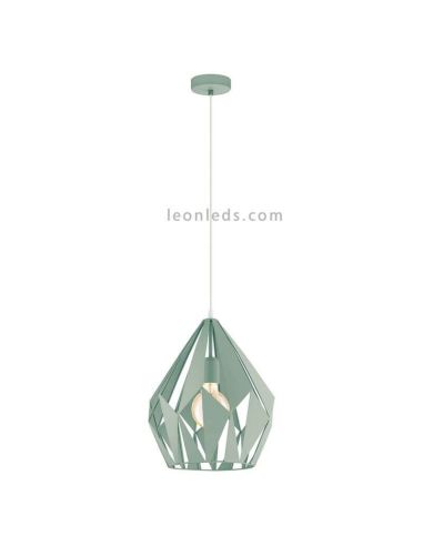 Lámpara colgante de Techo Carlton 1 verde menta 1XE27 | Lámpara vintage de techo de Eglo Lighting | LeonLeds Iluminación