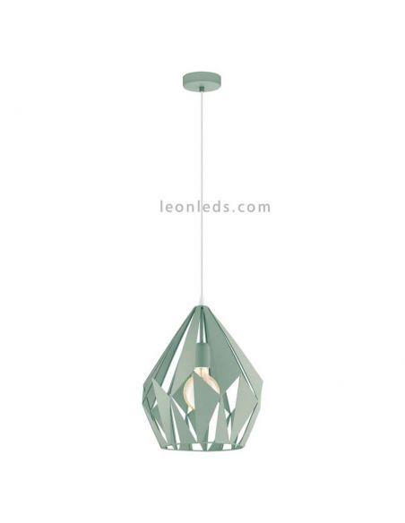 Lámpara colgante de Techo Carlton 1 verde menta 1XE27 | Lámpara vintage de techo de Eglo Lighting | LeonLeds Iluminación